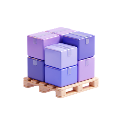 Palette de cartons représentant votre stock groupé